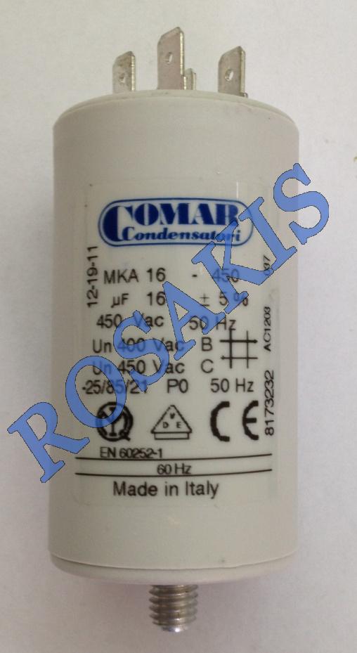 CAPACITOR GENERAL USE 16mF DOUBLE FASTON COMAR